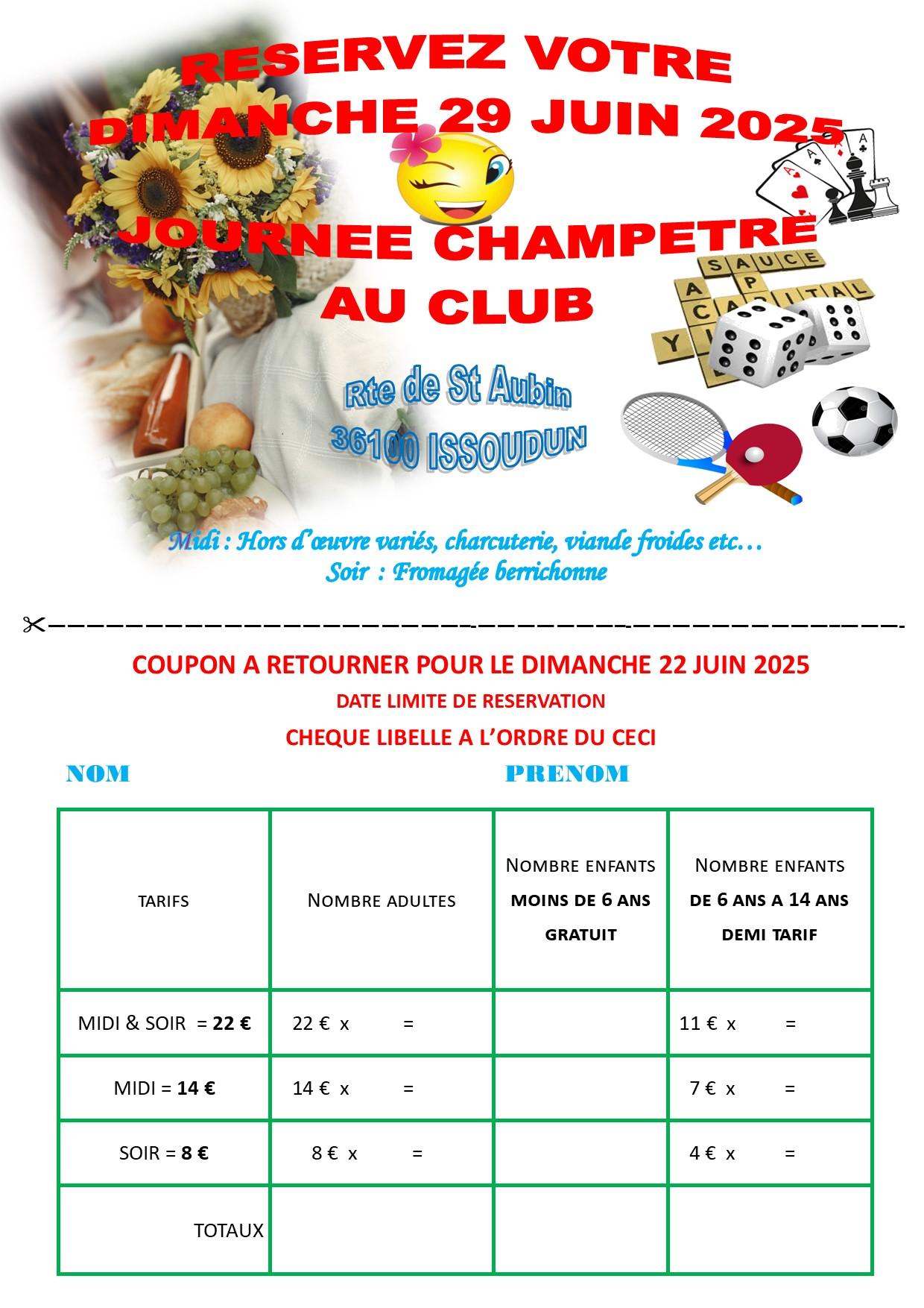 Repas champetre le 29 juin 2025